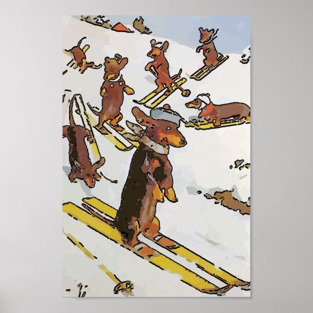 Dachshunds on the Slopes, add text Poster (Front)