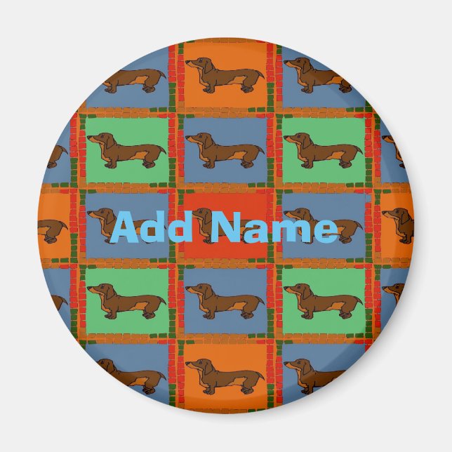 Dachshunds Pa Dutch hex Sign, add name Magnet (Front)
