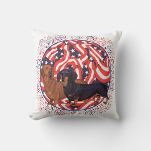 Dachshunds Patriotic Flag Cushion