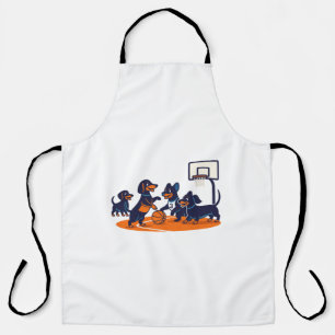 Dachshunds playing Basket Ball Apron