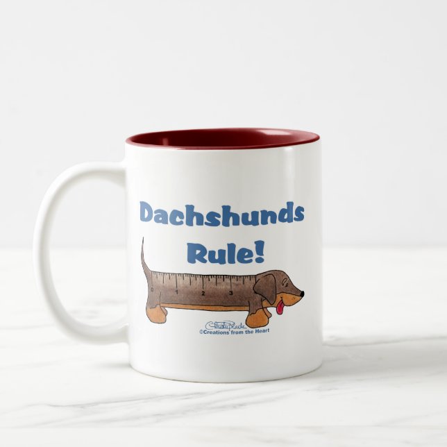 Dachshunds Rule Two-Tone Coffee Mug (Left)