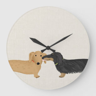 Dachshunds Smooch Large Clock