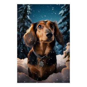 Dachshund's Snowy Adventure Poster