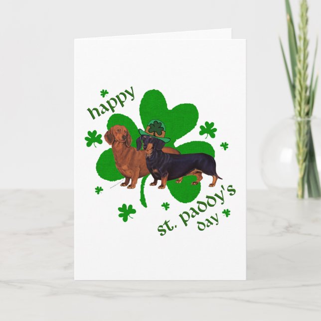 Dachshunds St Patrick's Day Card (Front)