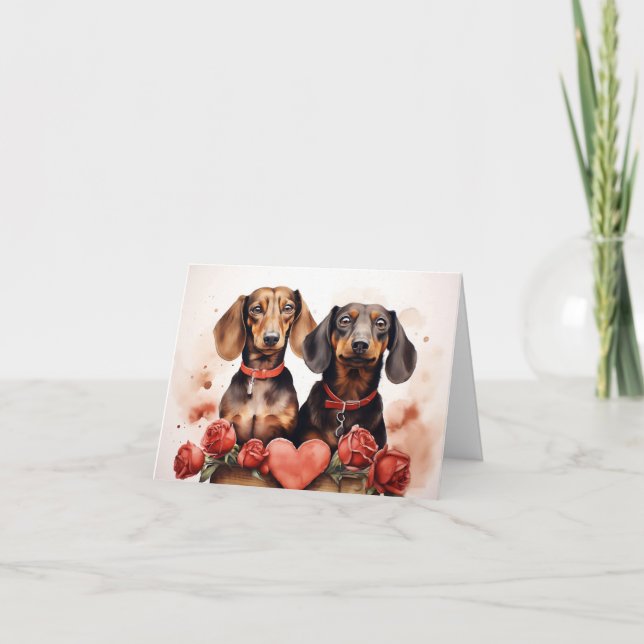 Dachshunds Valentine's Day Card (Front)