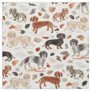 DACHSHUNDS Watercolor Painterly Wiener Dog Fabric