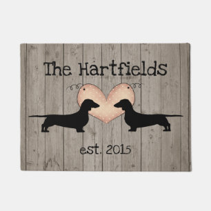 Dachshunds With Heart Door Mat