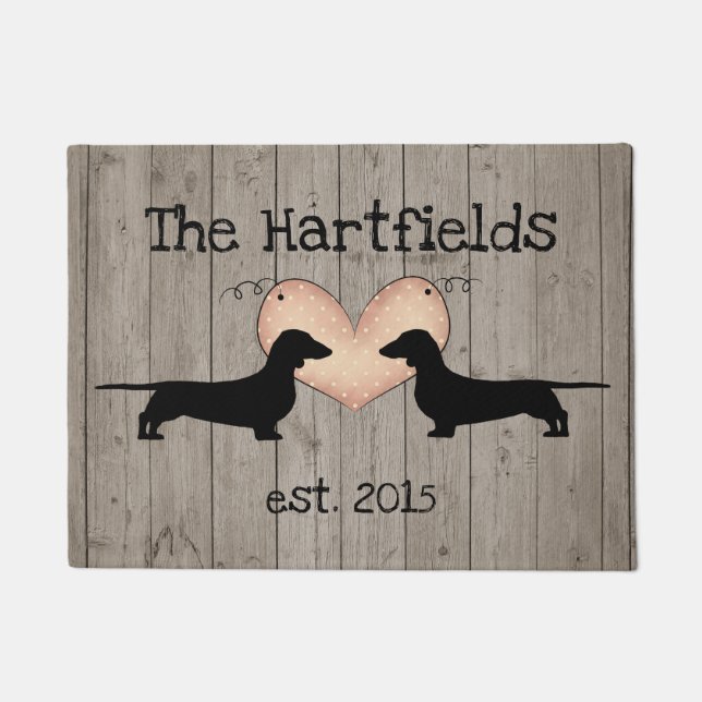 Dachshunds With Heart Door Mat (Front)