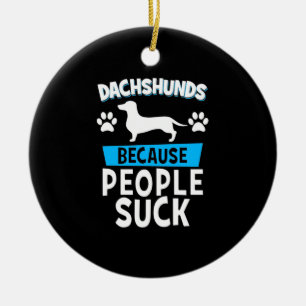 Dachshunds With My Friends Ceramic Ornament
