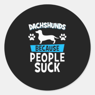 Dachshunds With My Friends Classic Round Sticker