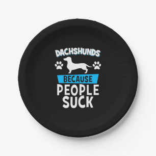 Dachshunds With My Friends Paper Plate