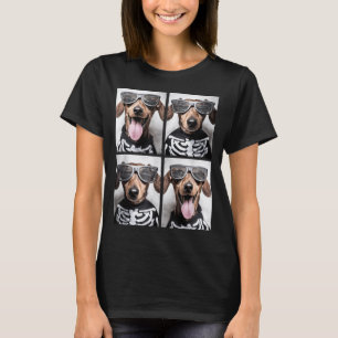 Dachshunds With Sungles Skeleton Costume Halloween T-Shirt