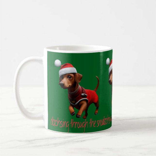 Dachsing Through The Snow Dachshund Sausage Dog  Coffee Mug (Left)