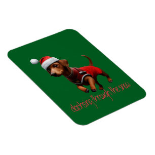 Dachsing Through The Snow Dachshund Sausage Dog Magnet