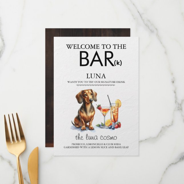 Dachsund Bar Menu (Front/Back In Situ)
