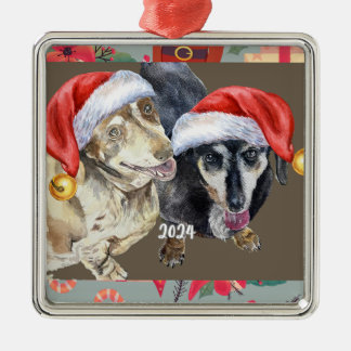 Dachsund Christmas 2024 Metal Ornament