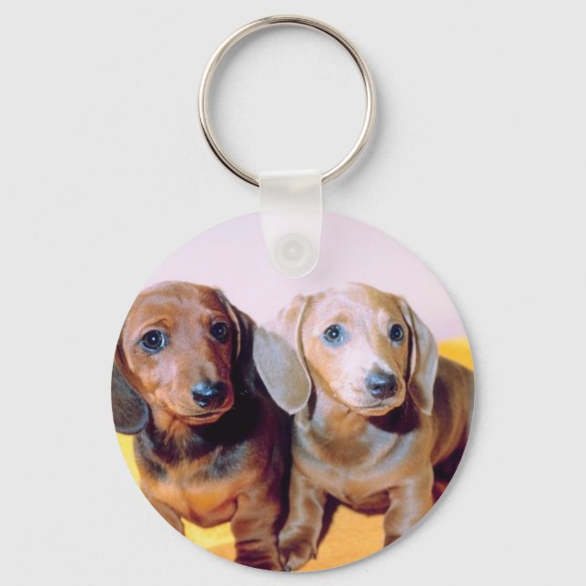 Dachsund Puppies Key Ring (Front)