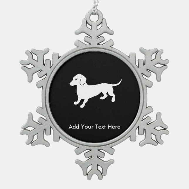 Dachsund Snowflake Pewter Christmas Ornament (Front)