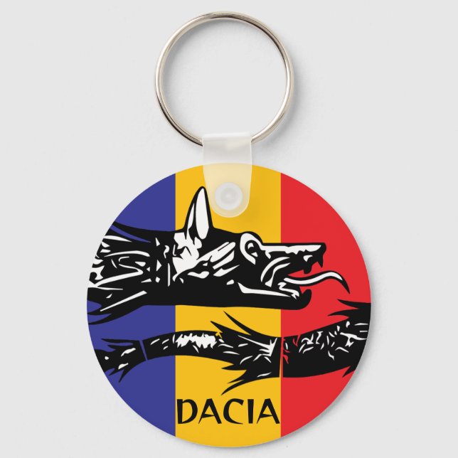 Dacian Wolf - tricolor flag  Key Ring (Front)