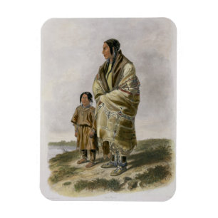 Dacota Woman and Assiniboin Girl, plate 9 from vol Magnet