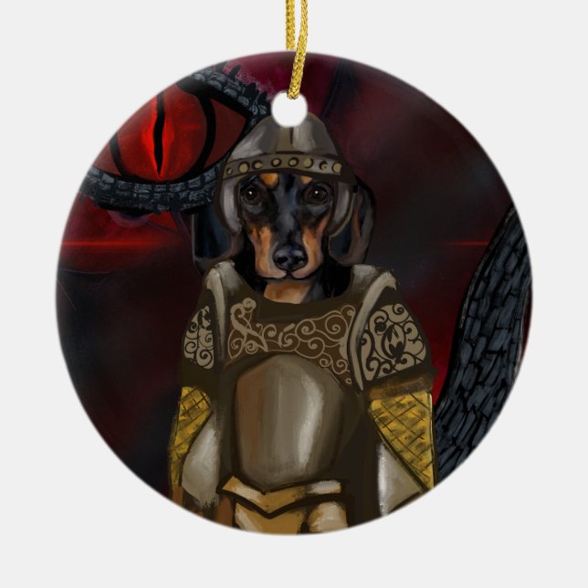 Dacshund        ceramic ornament (Front)