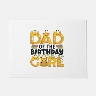 Dad 1st Birthday Girl Giraffe Theme Party Zoo Safa Doormat