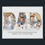 Dad 3 Photos I LOVE YOU Script Hearts Minimalist Faux Canvas Print<br><div class="desc">Create a unique photo keepsake faux canvas print for a father featuring a minimalist letter cutout photo frame in the word DAD for 3 photos and the message I LOVE YOU in a modern handwritten script and hearts typography overlay in black and white. Personalise further with names or your custom...</div>