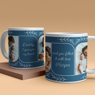 Dad 3 Vertical Photo Loving Words Personalised Large Coffee Mug