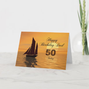 Dad, 50th Sunset yacht birthday card