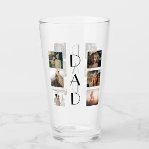 Dad 6 Photo Collage Cute Elegant Father’s Day Glass