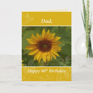 Dad 80th Birthday Sunflower Card
