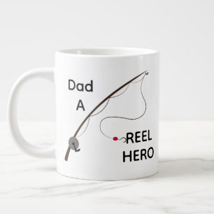 Dad A Reel Hero Fishing, Funny Father’s Day Gift Large Coffee Mug