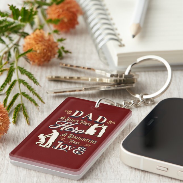 Dad A Son's First A Daughters First Love Key Ring (Front Right)