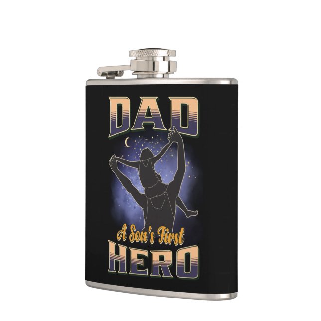 Dad A Son's First Hero Hip Flask (Left)