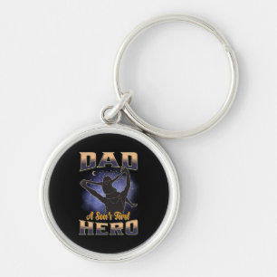Dad A Son's First Hero Key Ring
