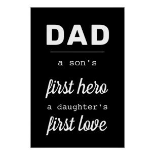 Dad A Son's First Hero Typography Modern Father Poster