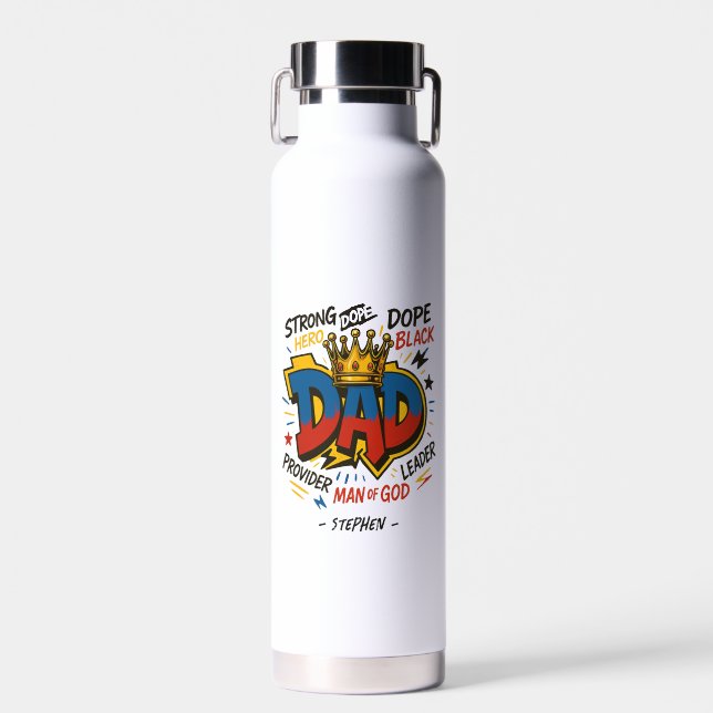 Dad – A Tribute of Strength, Love, & Devotion (3) Water Bottle (Front)