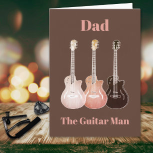 Dad Acoustic electric Guitar rustic Fathers Day Card