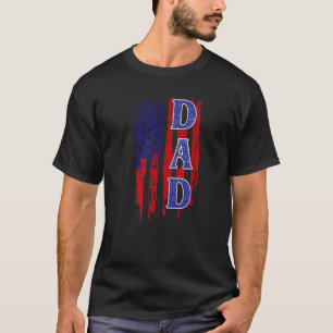 Dad American Flag Military Veteran Patriotic Fathe T-Shirt