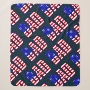 Dad American Flag Patterned Text Sherpa Blanket