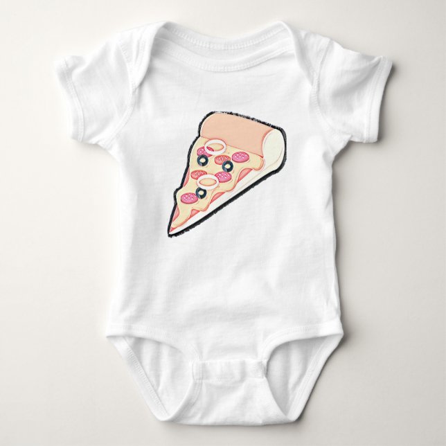 Dad and Baby Funny Pizza Pie and Slice Baby Bodysuit (Front)