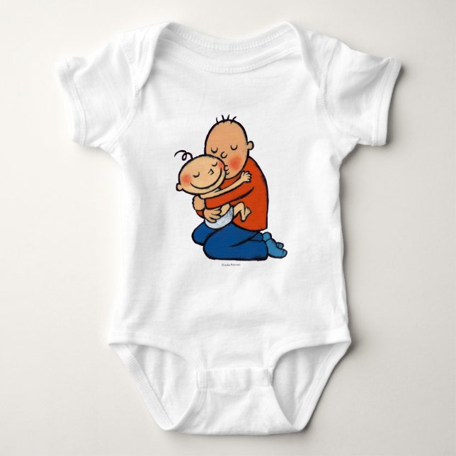 Dad and Baby Hugging Baby Bodysuit (Front)