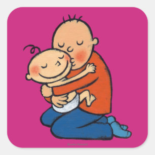 Dad and Baby Hugging Square Sticker