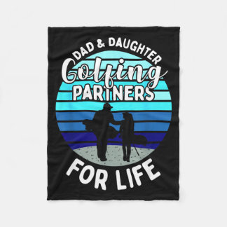 Dad And Daughter Golfing Golf Partners Matching Fleece Blanket