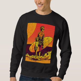 Dad And Daughter Surfing Retro Pop Surfer Dad Sweatshirt