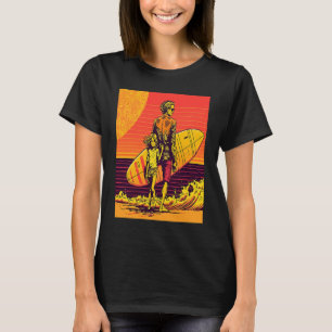 Dad And Daughter Surfing Retro Pop Surfer Dad T-Shirt