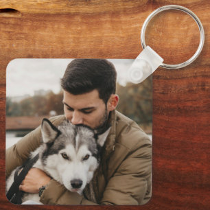Dad And Dog Photo Key Ring