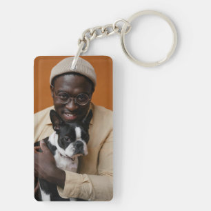 Dad And Dog Photo Key Ring