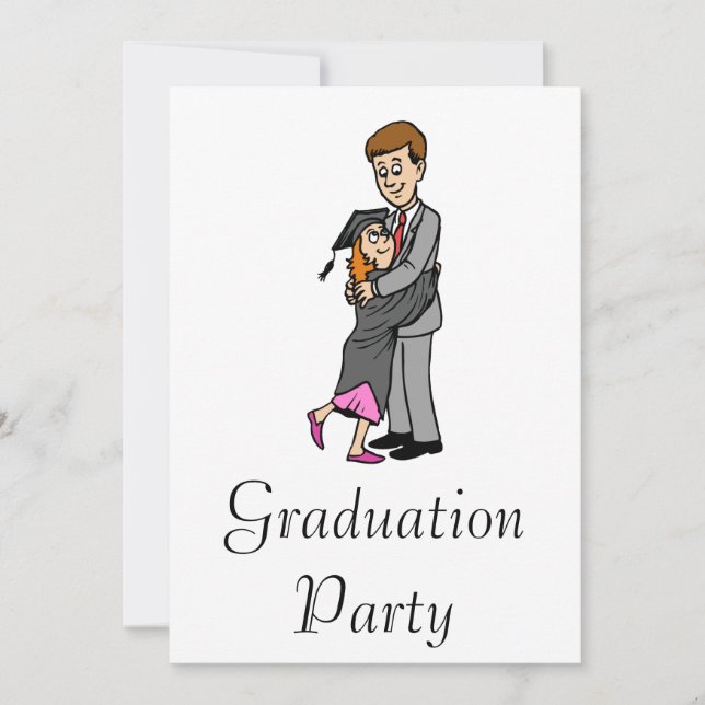 Dad and girl graduate invitation (Front)