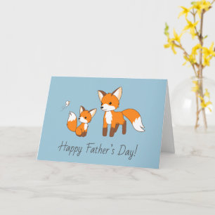 Dad and Kit Fox Father’s Day Blue Blank Card